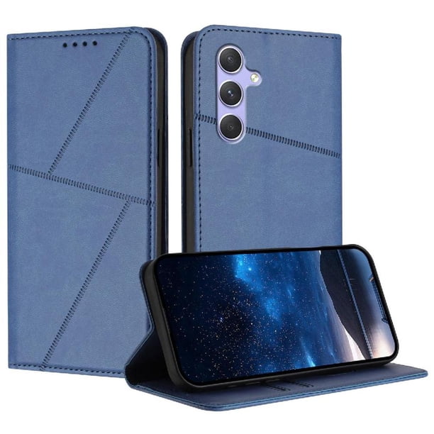 Funda Cartera Magnética para Samsung Galaxy A55 Protección Antichoque con Ranuras Azul