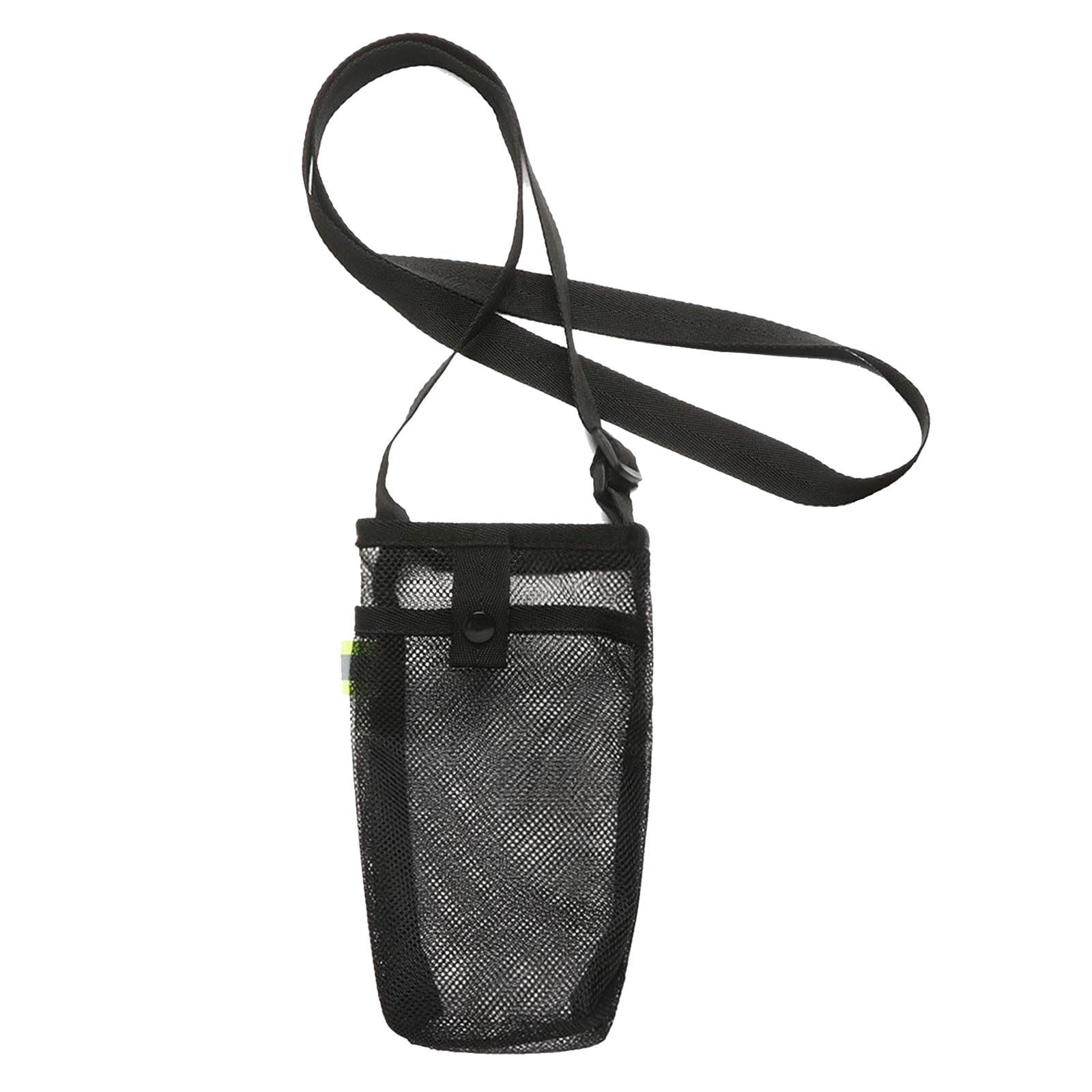 Magideal - Funda Deportiva Para Botella De Agua, Funda Para Teléfono Móvil, Nailon Con Correa, Funda Protectora, Funda Para Taza De Malla Con Correa Para Viajar, Negro