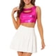 thumbnail image 1 of INSPIRE CHIC Tops de Tirantes para Mujer sin Mangas con Recortes Ropa de Club Brillante Metálica Crop Tops S Fucsia Rosa, 1 of 6