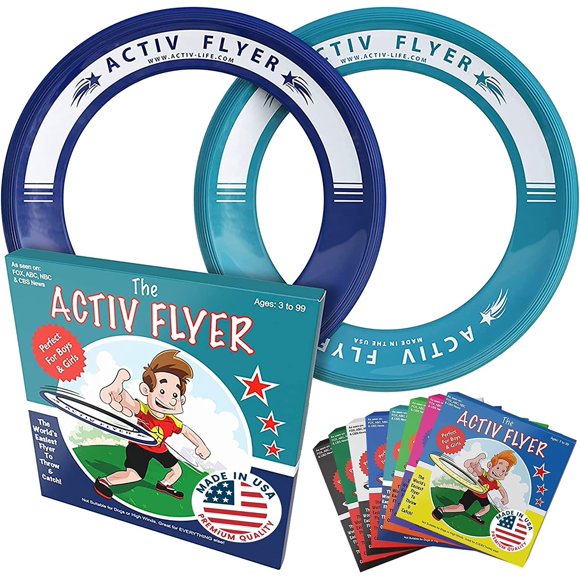 Juguetes de playa Flying Rings Activ Life para niños, azul marino y verde azulado