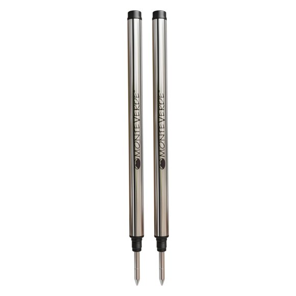 Monteverde Recambio Rollerball para Montblanc, Punta Fina, Negro, Pack de 2