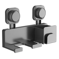 Xusx111 - Soporte Para Secador De Pelo Montado En La Pared Con Organizador De Herramientas, Soplado Para Secador Compatible, Soporte Para Secador De Pelo Para Baño, Vanidad, Gris