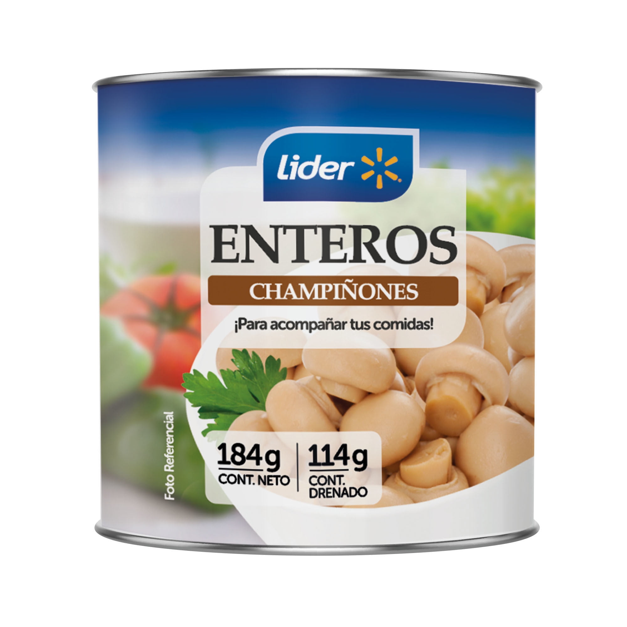 Champiñones Enteros Drenado 114 g - Neto 184 g Lider