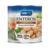 Champiñones Enteros Drenado 114 G - Neto 184 G Lider