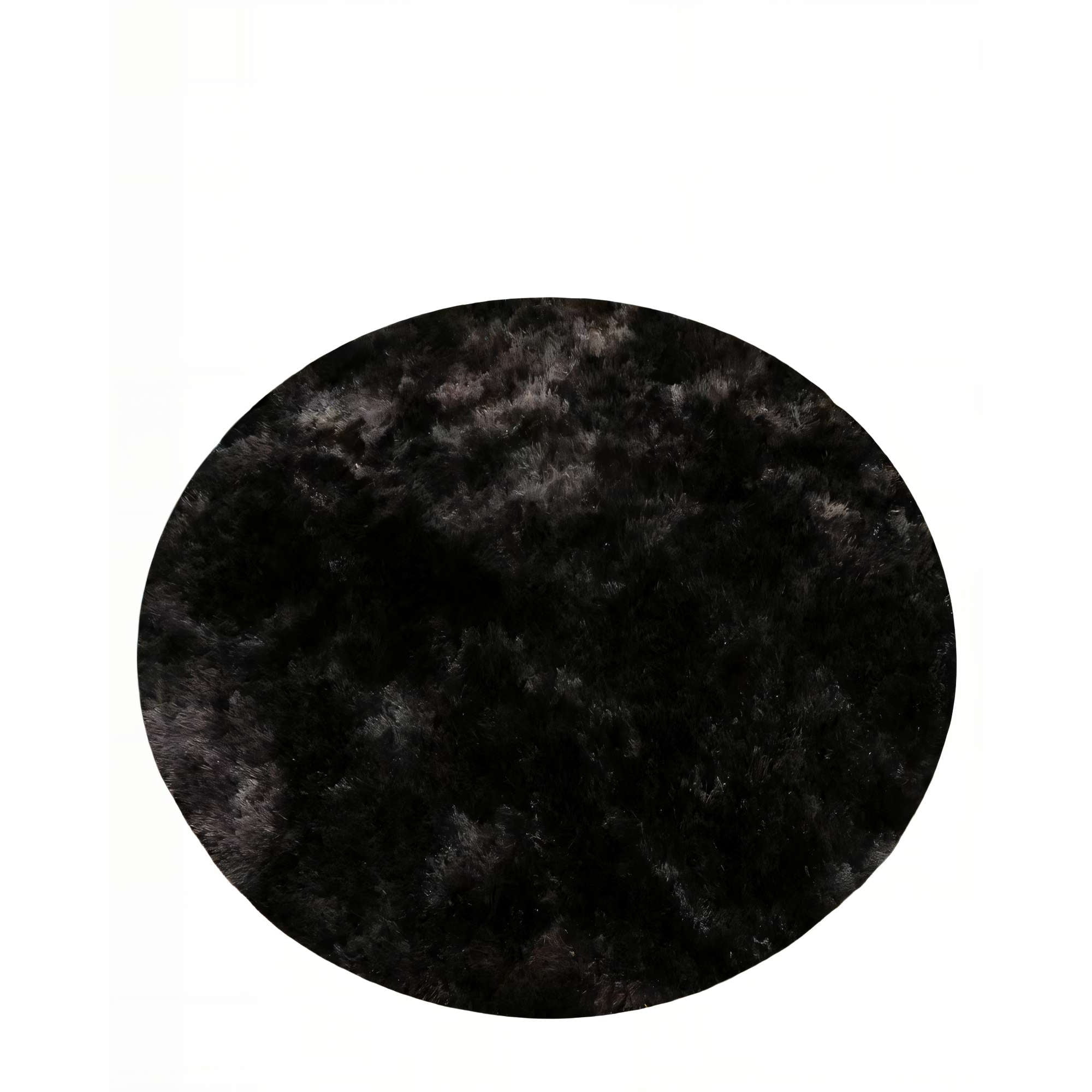 Genérico - Alfombra Redonda 150cm X 150cm Decorativa Color Negro Con Detalles En Blanco
