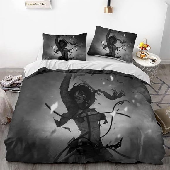 Invad-e on Tita-n Eren Levy-i Anime Soft-t 3D Printe -- d Duvet Co-ver Bedding- Set with -Co-mfort-er Cover