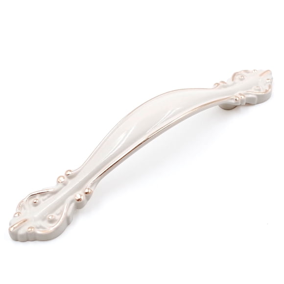 Tirador de herraje para gabinete Jetland color blanco marfil, paquete de 5