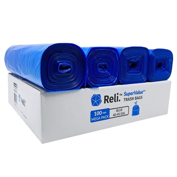 Bolsas de reciclaje Reli. SuperValue 150-170 L, 100 unidades, azules
