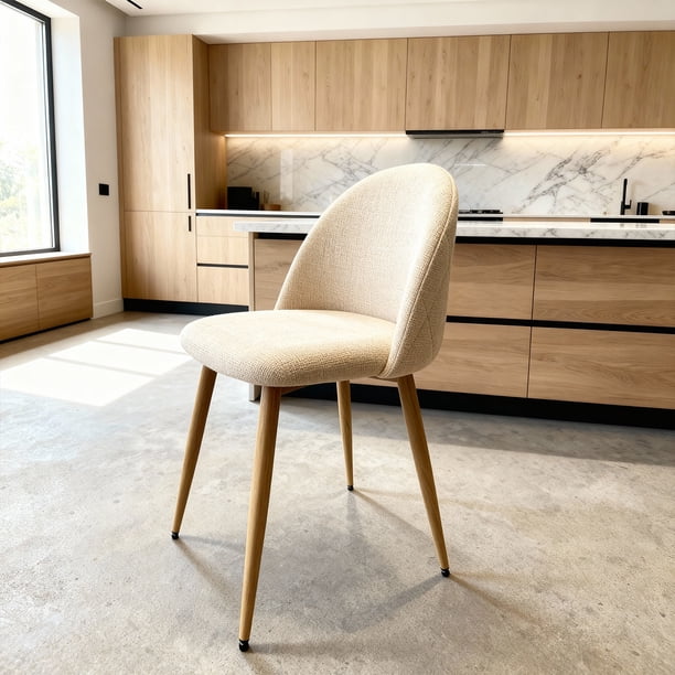Silla Comedor Moderna Acolchada Metal Sora Venhoouse Lino Beige