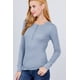 thumbnail image 4 of Saronite Camiseta Térmica de Manga Larga con Cuello Henley de Algodón Acanalado Básico, Azul (para Mujer), 4 of 4