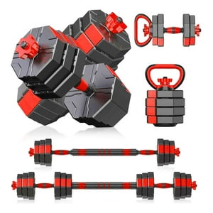 Yep - Set Mancuernas 15 Kg Barra Rusa Kettlebell Ajustables Rojo