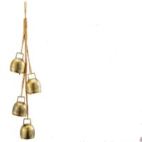Xusx111 - Conjunto De 4 Campanas De Navidad, Decoraitve Campanas De Latón Con Cuerda Colgante De Yute Para La Decoración De Navidad Corona Guirnalda Puertas De Árbol Ventanas Decoración Rústica Del Ho