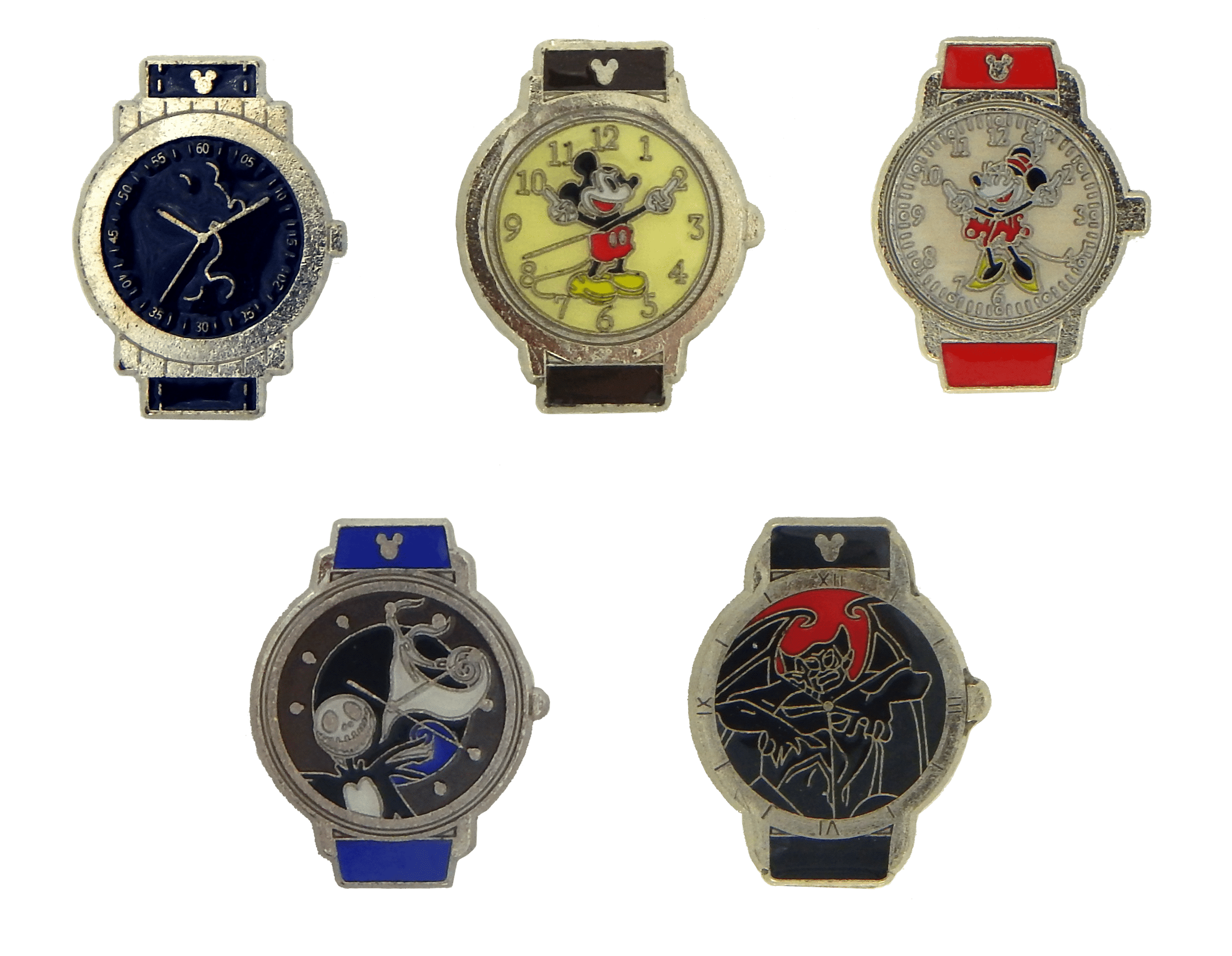 Set De Pines Disney Colección De Reloj De Personajes 5 Pines De Intercambio