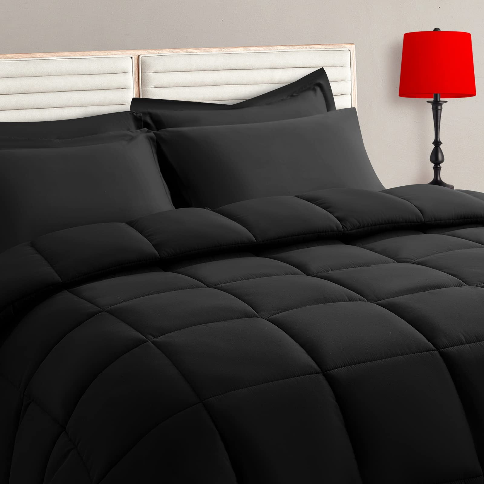 Juego De Edredón Taimit, Tamaño Doble, 5 Piezas, Cama En Una Bolsa, Negro