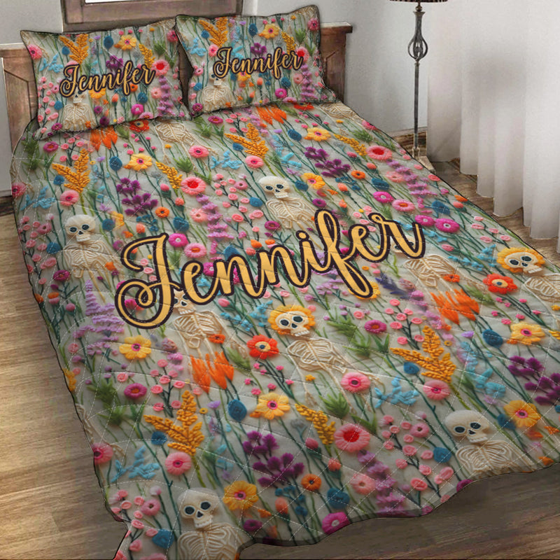 Milsleep - Floral Skeleton - Juego De Edredón Calavera Personalizado