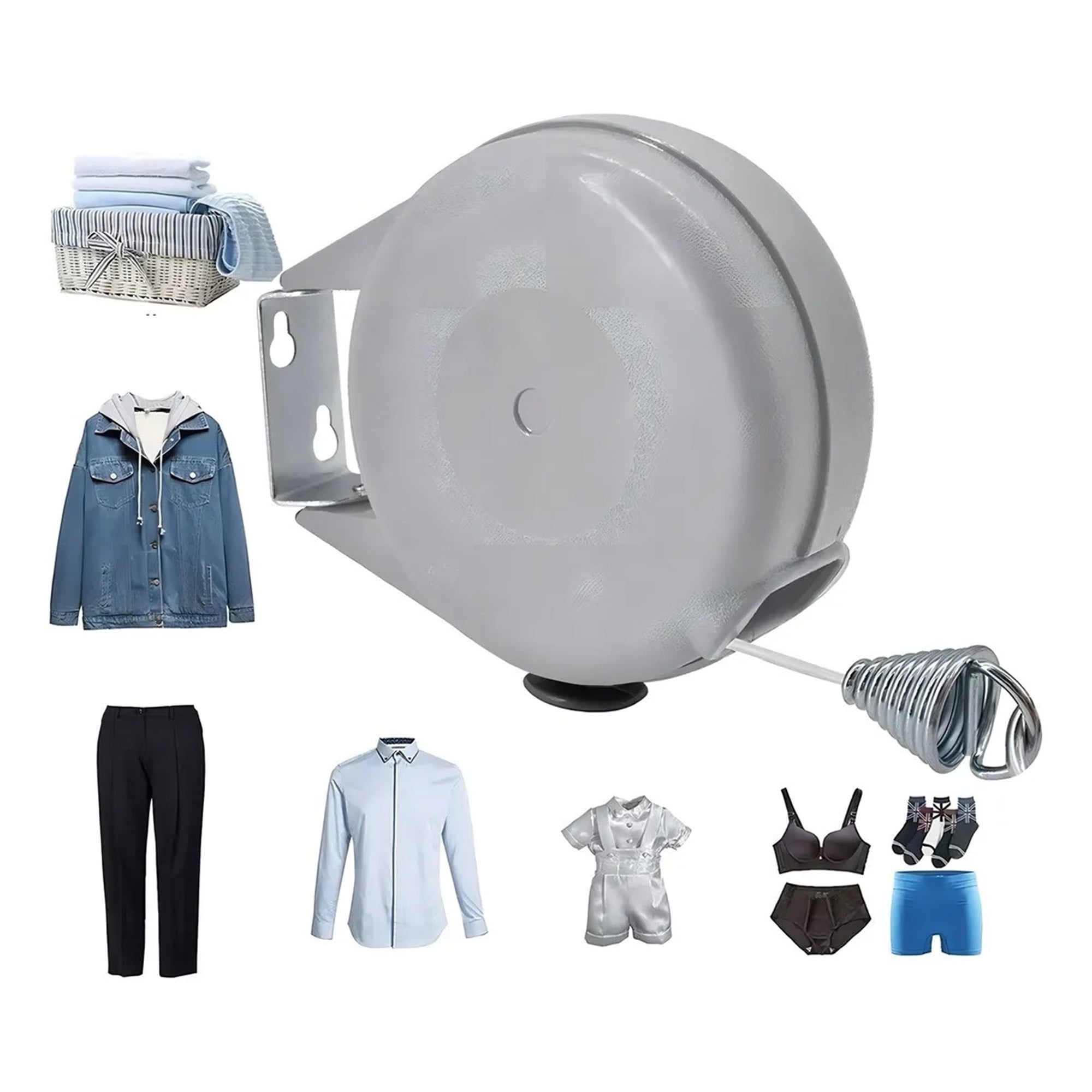 Genérica - Tender Ropa Colgador Pared Extensible Retractil 12 Metros