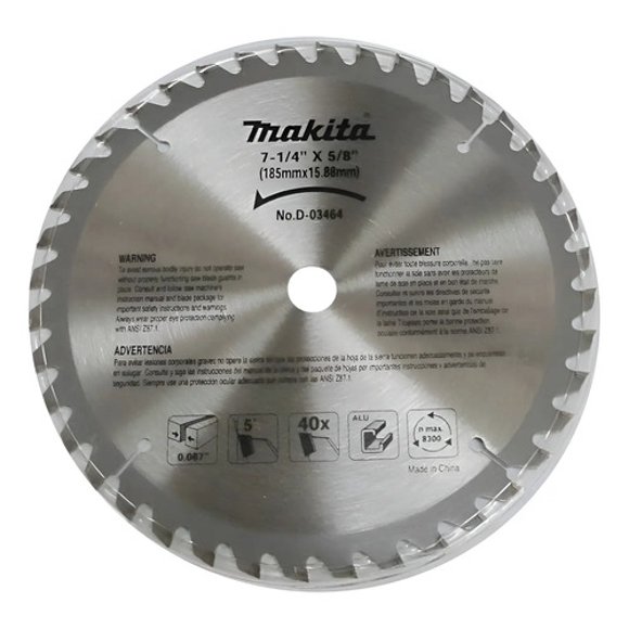 Disco De Sierra 7 1/4'' 40 Dientes P/aluminio Makita D-03464 Plateado