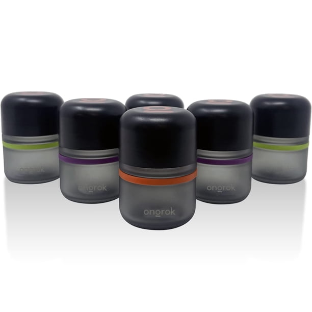 Frasco de vidrio para almacenamiento ONGROK 80 ml, paquete de 6, hermético para hierbas/especias con protección UV