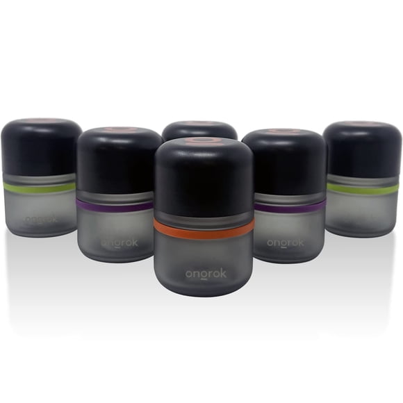 Frasco de vidrio para almacenamiento ONGROK 80 ml, paquete de 6, hermético para hierbas/especias con protección UV