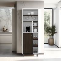 Tuhome - Estación De Café 1 Puerta Carajillo 180X60X39,8 Cm Blanco Y Nogal