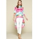 thumbnail image 2 of Top Venechia de Corte Alto y Bajo con Efecto Tie-dye y Mangas 3/4, 2 of 5