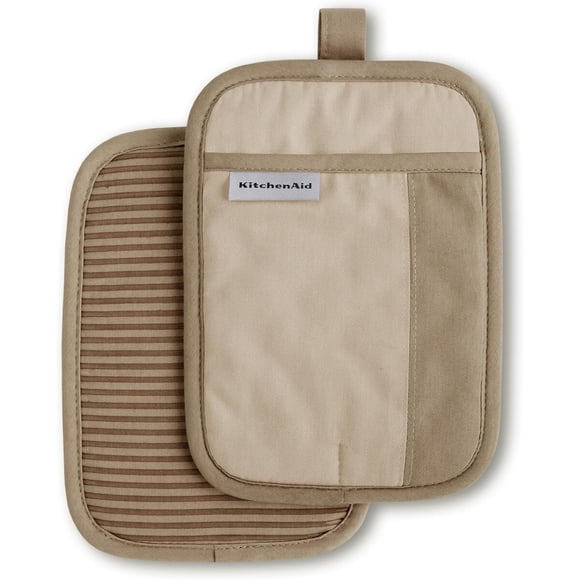 KitchenAid Beacon TwoTone NonSlip Pot Holder Set, Milkshake