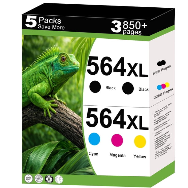 Cartuchos de tinta KUF 564XL de alto rendimiento, paquete de 5, compatibles con HP 564XL