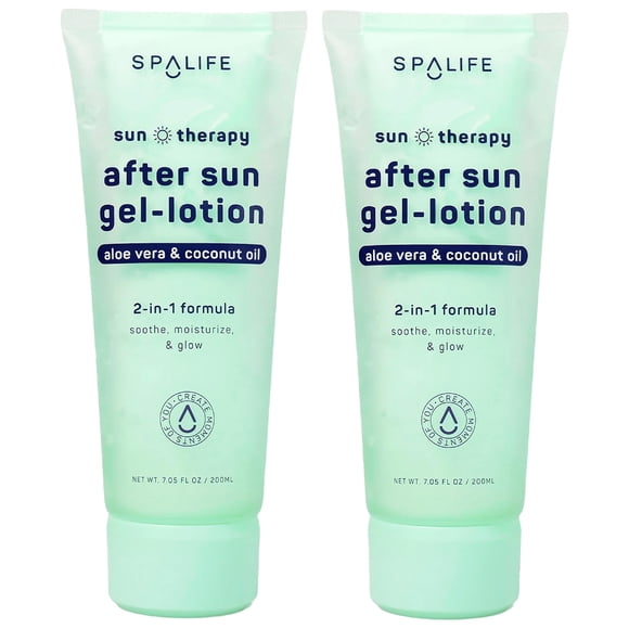 Loción en gel para después del sol SpaLife para aliviar las quemaduras solares con aloe, paquete de 2