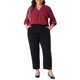 thumbnail image 2 of Agnes Orinda Blusa de Chifón para Mujer Talla Grande Cuello en V Mangas Largas Arremangadas Camisas con Pliegues en la Espalda Blusas Casuales Talla 3X Burdeos, 2 of 6