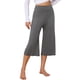 thumbnail image 1 of INSPIRE CHIC Pantalones Capri para Mujer de Cintura Alta Verano Casual Pierna Ancha Pantalones de Yoga para Viajar Gimnasio Ejercicio M Gris Oscuro, 1 of 6