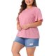 thumbnail image 4 of Agnes Orinda Camisetas de Mujer Tallas Grandes Cuello Redondo Volante Manga Corta Camisetas Casual Verano Blusa 3X Rosa, 4 of 5