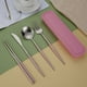 thumbnail image 1 of 5pcs/set, Cutlery, Coffee Spoon, Salad Fork, Steak Knife, Milk Spoon, Salad Fork, Meal Knife, Portable Chopsticks, Washable Dessert Spoon, Stainless Steel Flatware With Storage Box, Tableware For Rest, 1 of 5