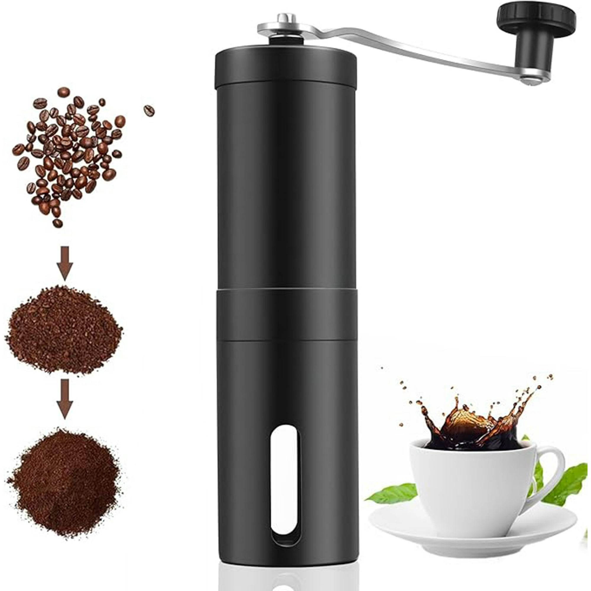 Veat00l - Molino De Café, Molino De Café Manual De Acero Inoxidable, Molino De Café De Núcleo De Cerámica, Molino De Café Ajustable, Molino De Café Manual De Oficina, Hogar Y Campamento Portátil
