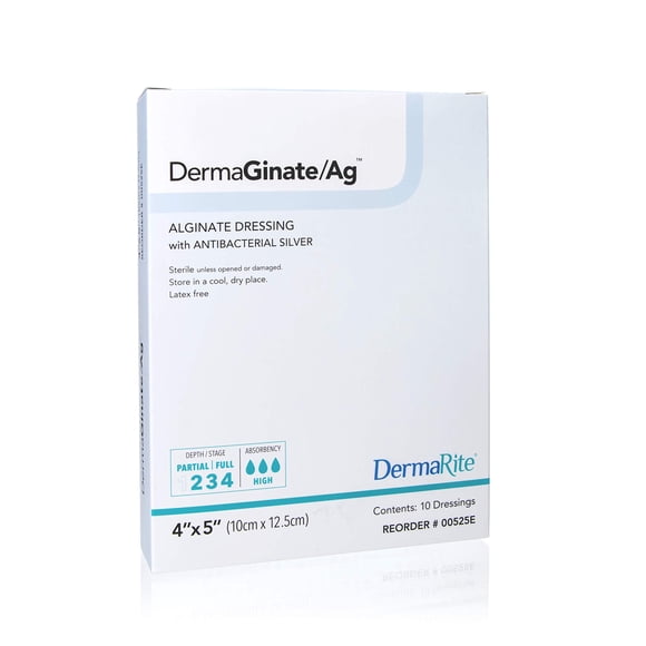 Apósito para heridas DermaRite 10 cm x 12,5 cm, paquete de 10