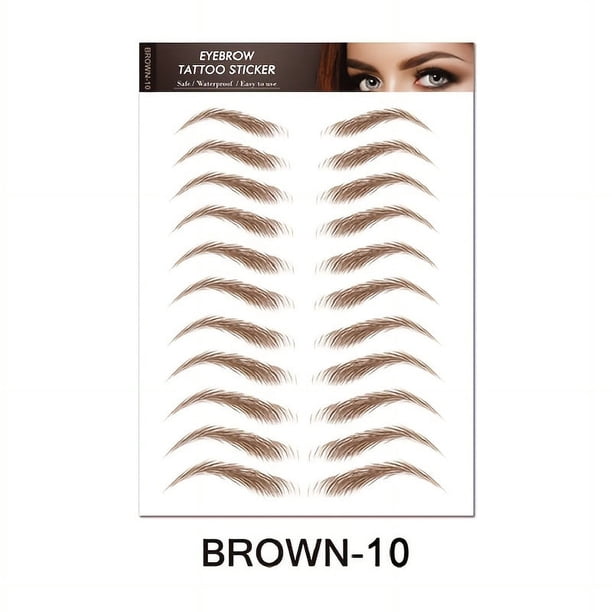 1 sheet Long-Lasting 6D Hair-Like Eyebrow Tattoo Stickers - Waterproof Black and Brown Eyebrow Makeup Stickers
