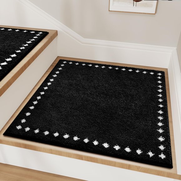 Alfombrilla antideslizante y lavable para escalones tchdio 79x79 cm color negro