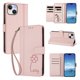 thumbnail image 2 of Funda Cartera Trébol para iPhone 13/iPhone 14 con Ranuras Tarjetas y Carga Inalámbrica Rosa, 2 of 6