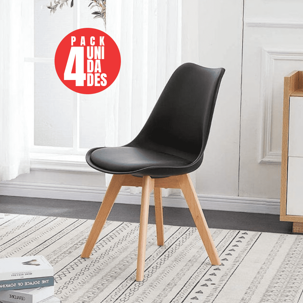 Casabella - Pack 4 Sillas Tulip Eames Dsw Negro