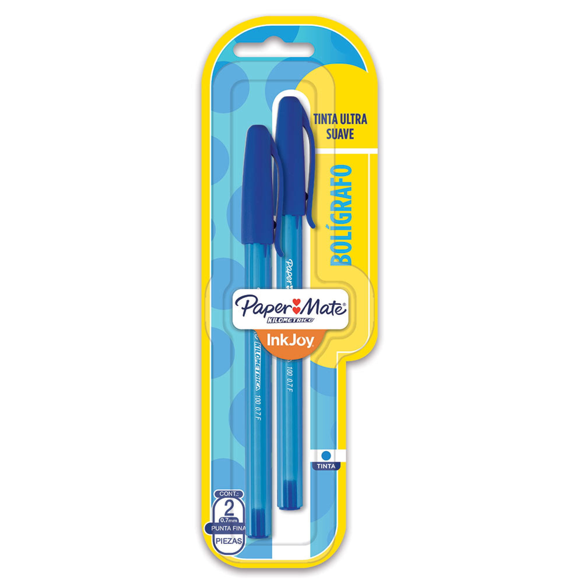 Lápices Pasta 0,7 Mm Color Azul Punta Fina, Pack 2 Un 1 Un Paper Mate