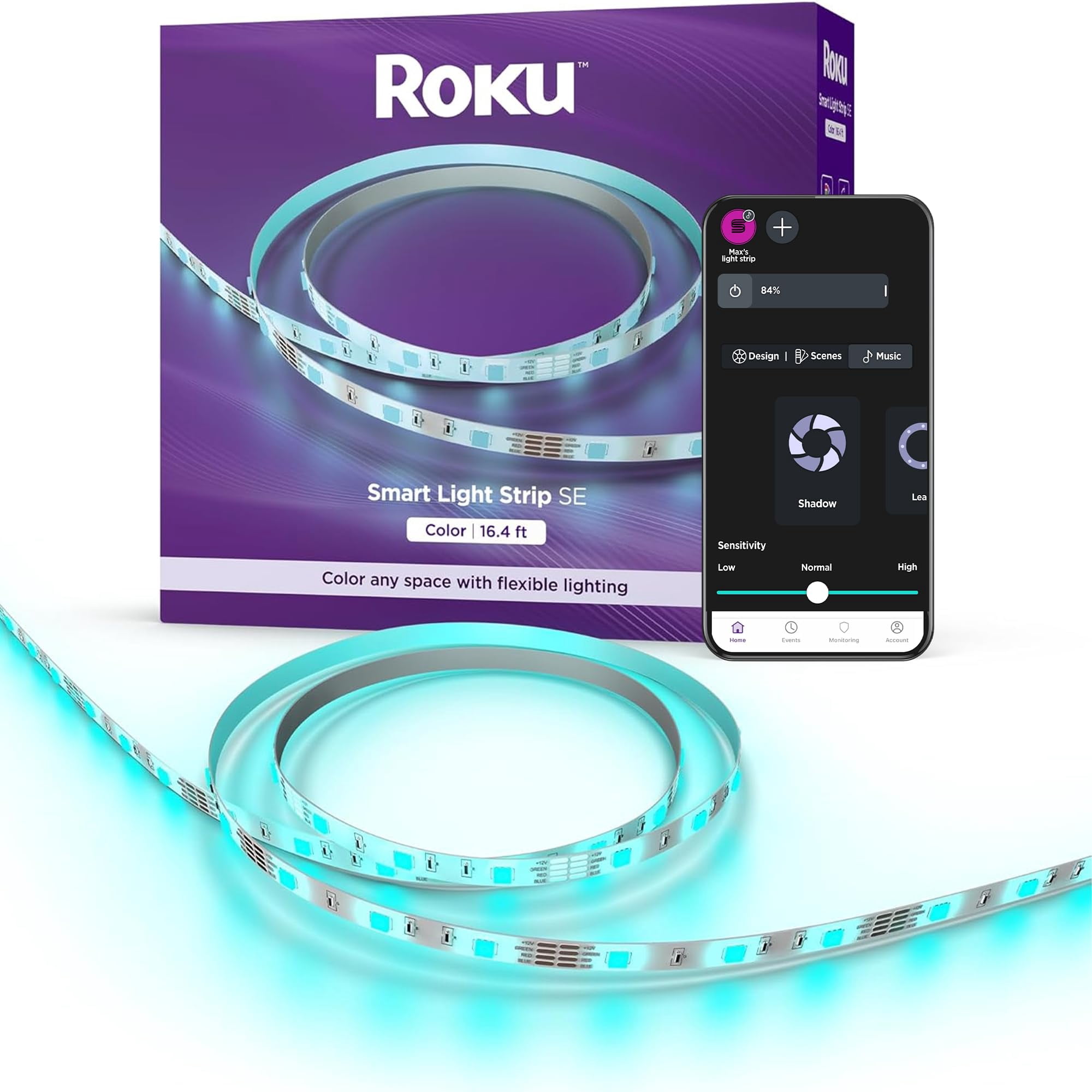Tira De Luces Led Roku Smart De 16.4 Pies Con Brillo Ajustable