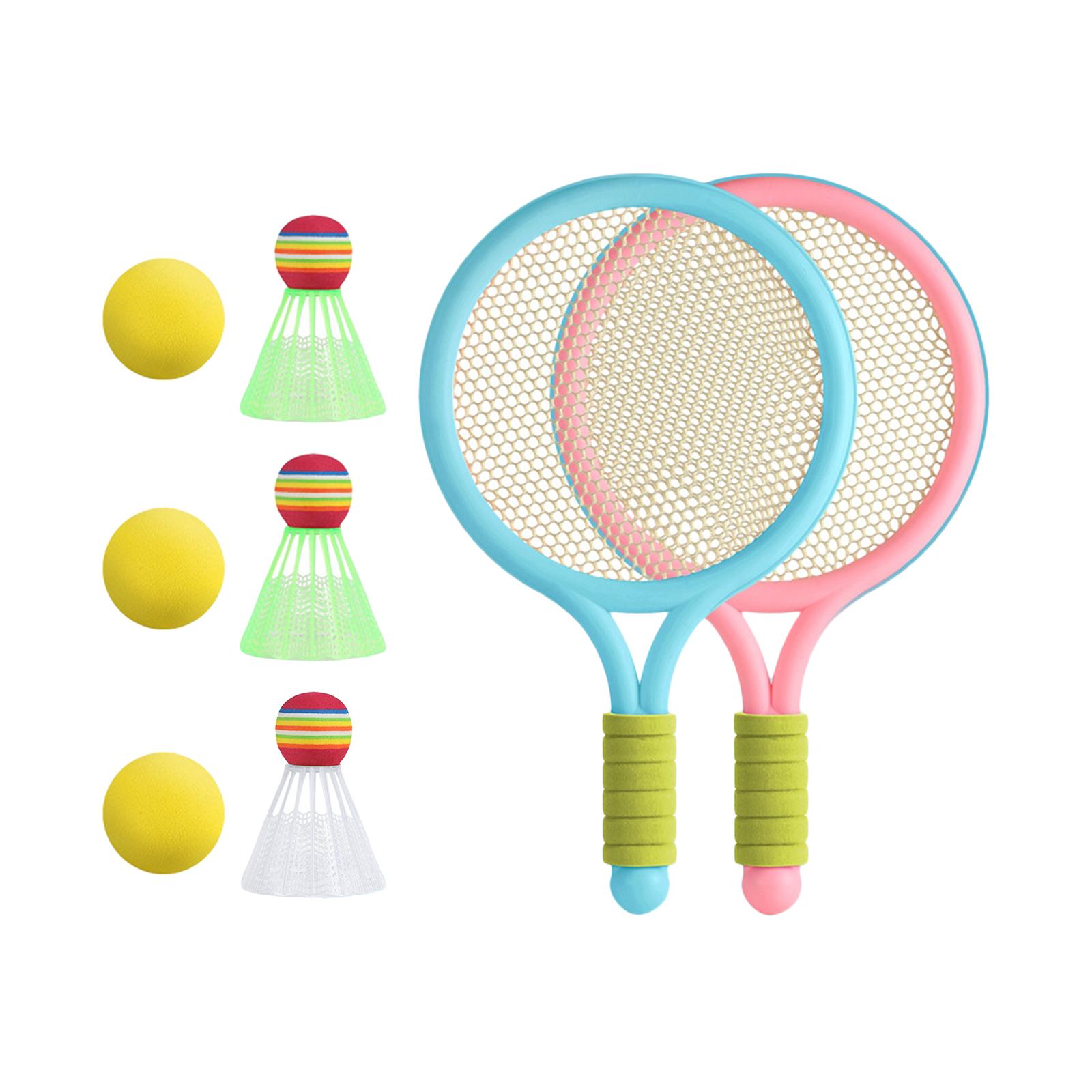 Ioensy - Raquetas De Tenis Para Niños, Jugadores De Playa, Juegos De Bádminton De Práctica De Iniciación Para Niños Y Niñas, Azul Y Rosa