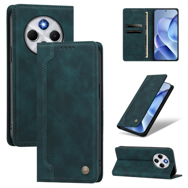 Funda Billetera para Xiaomi Redmi 14R 5G Imán y Resistente Verde