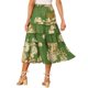 thumbnail image 3 of INSPIRE CHIC Falda Floral de Mujer con Volantes en Capas de Chifón Línea A Maxi Falda Verde Oscuro XL, 3 of 6