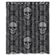 thumbnail image 1 of Cortina de ducha de baño con diseño de calavera en negro oscuro con ganchos, tamaño 60 x 72 pulgadas, 1 of 3
