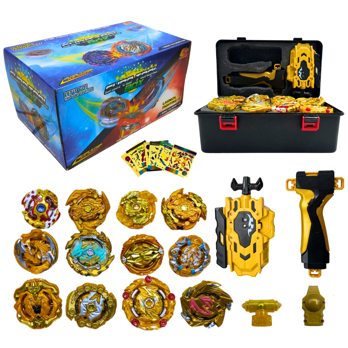 Linea Sport - Juguete Beyblade Set 12 Unidades Con Maleta Y Lanzador