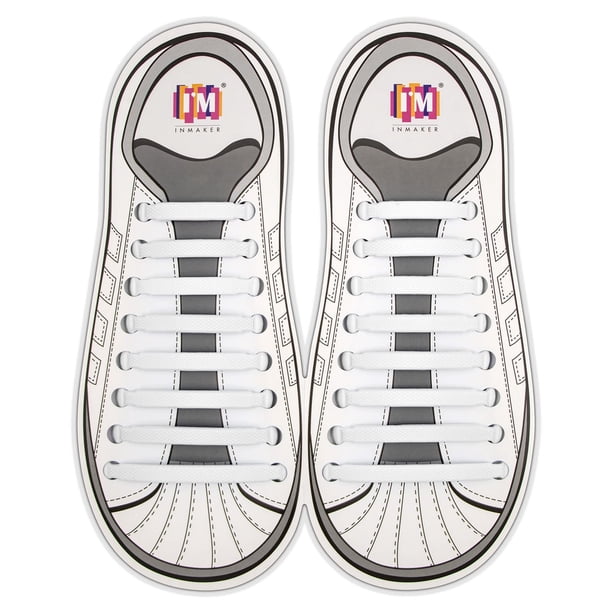Zapatillas deportivas Shoelaces INMAKER sin corbata para adultos y niños, color blanco