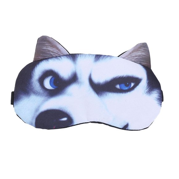 Antifaz para dormir HXINFU 3D Husky Dog opaco 20x11 cm