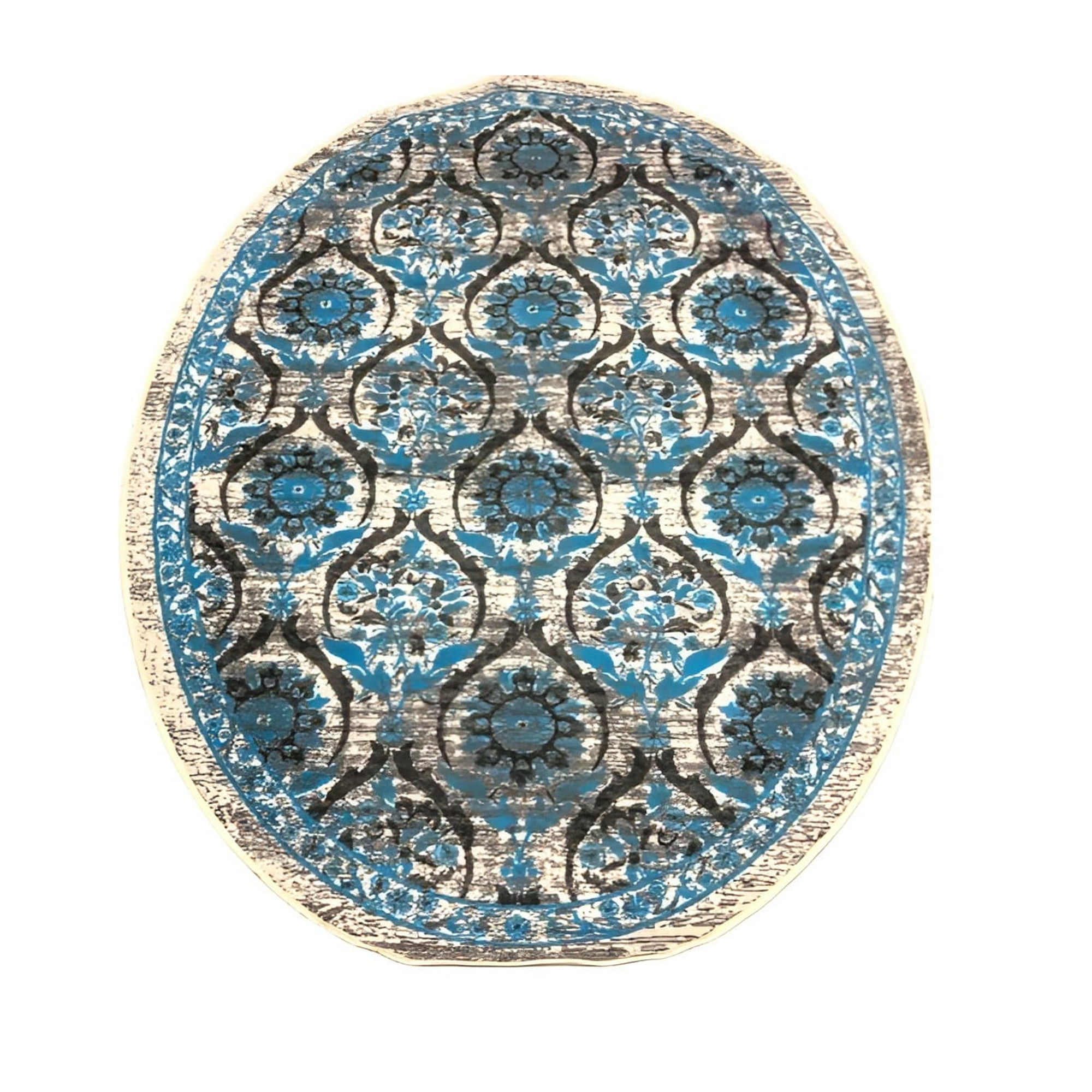 Home Fashion.cl - Alfombra Ovalada Celeste 150x200 Cm Antideslizante