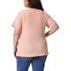thumbnail image 3 of Agnes Orinda Camisetas de Mujer Tallas Grandes con Abertura Lateral Textura Cuello Redondo Manga Corta Blusa Casual Túnica 4X Rosa Claro, 3 of 6