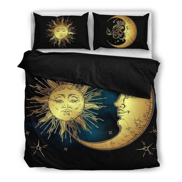 Sun And Moon Quilt Duvet Cover Set Bedspread Soft Double Bedding Home Textiles3-Piece Bedding Set